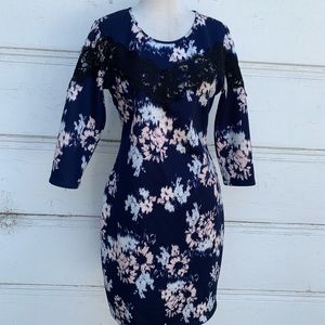 Patterned Xhilaration Dress with Lace Appliqué Lg